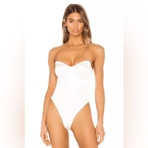 NEW! Revolve H:ours Tabitha Bodysuit Satin Corset White SZ S - Picture 1 of 11